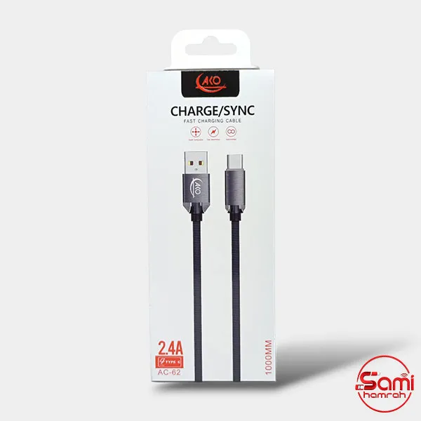 روی بسته بندی کابل تایپ سی به USB آکو مدل AC-62