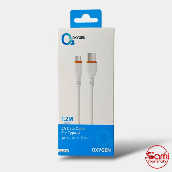 روی بسته بندی کابل تایپ سی به USB اکسیژن مدل LX-29